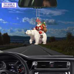 Santa Riding Polar Bear Acrylic 2D Flat Christmas Ornament, Festive Tree Hanging Holiday Decoration, Polar Bear Gift - thumbnail 3