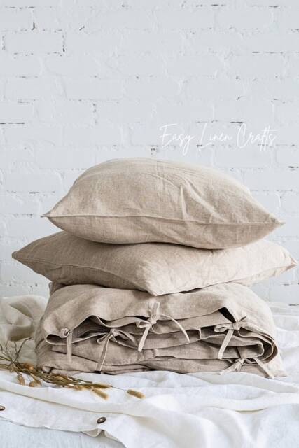Natural Linen Bedding Set - Duvet Cover & 2 Pillowcases Queen, King, Custom Bed Linens Soft Breathable Great Home Gift - image 1