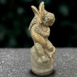 Garden Children With Fish Statue Concrete Boy Sculpture Outdoor Memorial Decoration Handmade Ornament Lover Gift - thumbnail 3