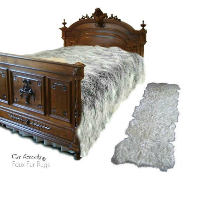 Faux Fur Sheepskin Rug - Shaggy Bear Skin Carpet Runner, Usa Made - image 1