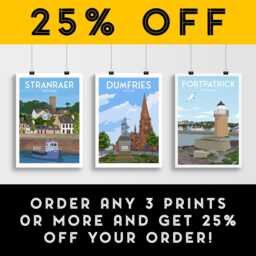 Dumfries Scotland Travel Poster Robert Burns Statue Art Print - thumbnail 3