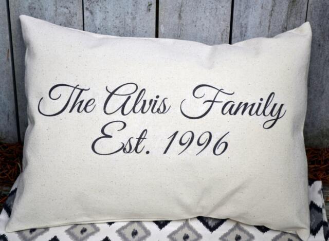 Personalized Family Name Pillow, 2nd Anniversary, Cotton Last Name Closing Gift, Trending Now, Best Selling, New Home - image 1