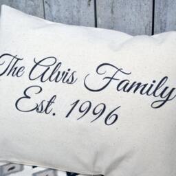 Personalized Family Name Pillow, 2nd Anniversary, Cotton Last Name Closing Gift, Trending Now, Best Selling, New Home - thumbnail 2