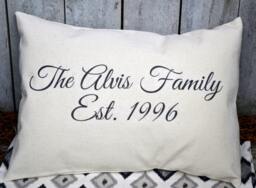 Personalized Family Name Pillow, 2nd Anniversary, Cotton Last Name Closing Gift, Trending Now, Best Selling, New Home - thumbnail 1