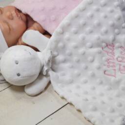 Cuddle Cloth Embroidered With Name - Comfort Blanket Cuddly Soft Toy Unicorn White-Grey Zw-29 - 400236 - thumbnail 3