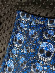 Gothic Blanket - Blue Candy Skull Goth Alternative Gift Idea Black Halloween Decor Bedding Christmas Present Handmade - thumbnail 1