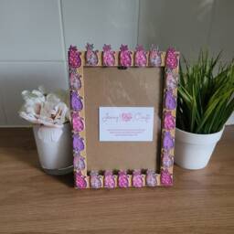 Colourful Wooden Cat Button Photo Frame 5 X 7 Inches - thumbnail 1