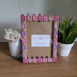 Colourful Wooden Cat Button Photo Frame 5 X 7 Inches - thumbnail 3