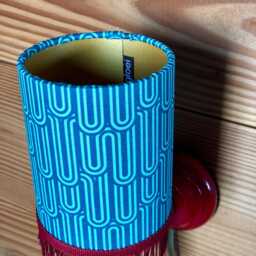 Playful Wall Lamp With Red Fringes & Art Decor Fabric. Maximalist Home Decor - thumbnail 2