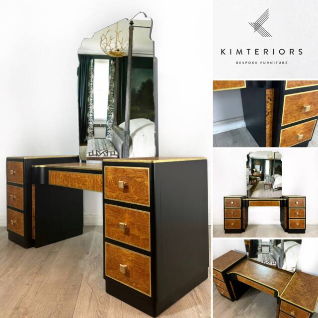 Black & Gold Art Deco Dressing Table-Sold - image 1