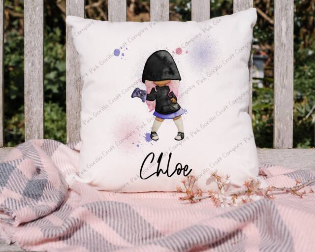 Gamer Cushion, Girl Gamer, Gaming Girl, Gift, Pillow, Birthday Gift, Gift - image 1
