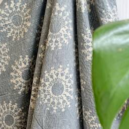 Kantha Stitch Pure Cotton Reversible Bed/Sofa Throw King Size Handmade Dohar Slated Grey Gris Chalk Tribal Motif - Country Rustic Stonewash - thumbnail 3