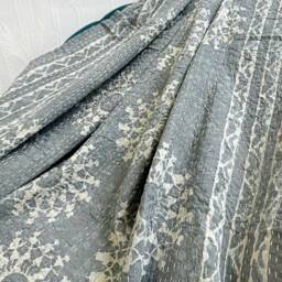 Kantha Stitch Pure Cotton Reversible Bed/Sofa Throw King Size Handmade Dohar Slated Grey Gris Chalk Tribal Motif - Country Rustic Stonewash - thumbnail 4