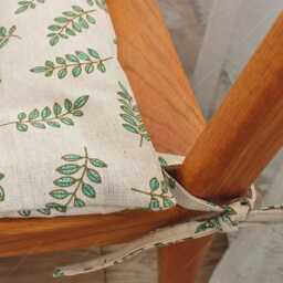 Farmhouse Chair Cushion With Ties Rustic Green Cotton Pad - thumbnail 2