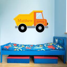 Dump Truck Decal - Personalized Vinyl Boy Bedroom Decor Children Wall Sticker - thumbnail 1