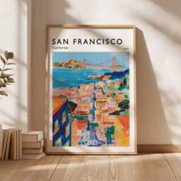 San Francisco Travel Poster Golden Gate Bridge, California Wall Art - thumbnail 3