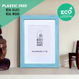 A2 Poster Frame - Blue Picture Photo Handmade Big Large Rustic Vintage Driftwood Style Frames Mounted Option - thumbnail 2