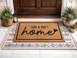 Tray & Mad's Home Mat - Custom Couple Entryway D??cor Heart Script Design - thumbnail 1