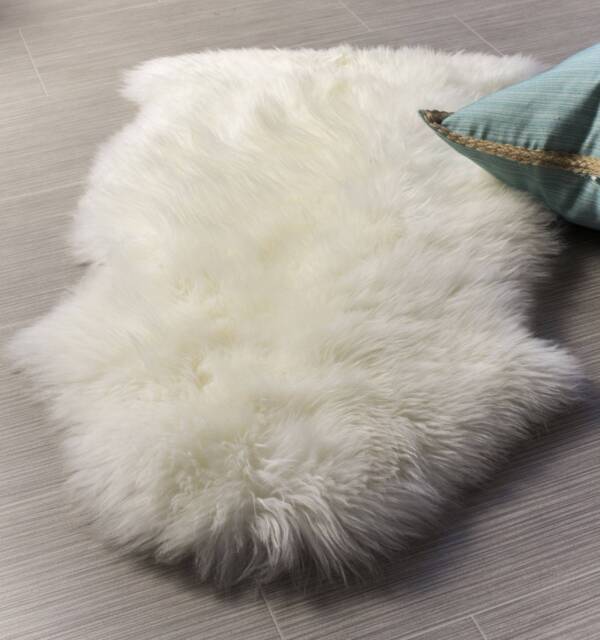 Genuine Real Sheepskin Rug Ivory Single Pelt Wool Fur Throw Floor 2 X 3 - image 1
