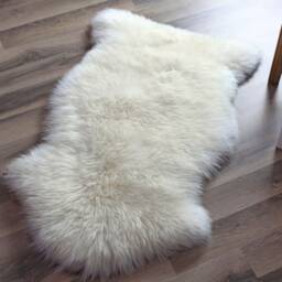 Genuine Real Sheepskin Rug Ivory Single Pelt Wool Fur Throw Floor 2 X 3 - thumbnail 2