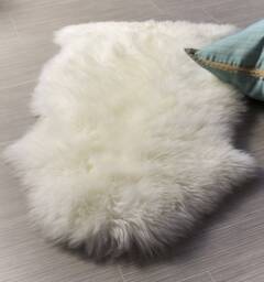 Genuine Real Sheepskin Rug Ivory Single Pelt Wool Fur Throw Floor 2 X 3 - thumbnail 1