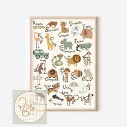 Set Of 3 Safari Animal Prints With A Neutral Colour Scheme Perfect For Nursery, Girls Or Boys Bedroom Playroom - Prints Only - thumbnail 3