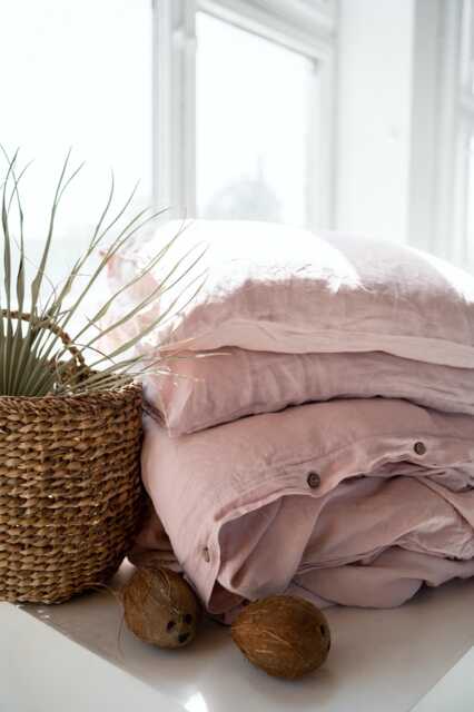 Duvet Cover Set Linen Bedding Washed Blanket Pillowcases Pink - image 1