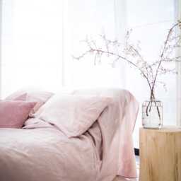 Duvet Cover Set Linen Bedding Washed Blanket Pillowcases Pink - thumbnail 3
