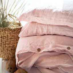 Duvet Cover Set Linen Bedding Washed Blanket Pillowcases Pink - thumbnail 2