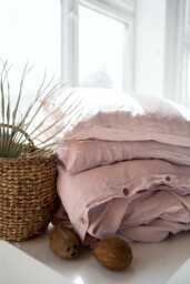 Duvet Cover Set Linen Bedding Washed Blanket Pillowcases Pink - thumbnail 1