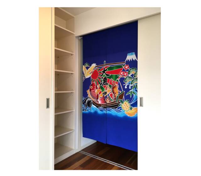Japanese Noren Curtain, Tairyobata Japanese Tapestry, Curtain Japanese, Order Made Blue Fish Noren, Door Step - image 1