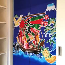 Japanese Noren Curtain, Tairyobata Japanese Tapestry, Curtain Japanese, Order Made Blue Fish Noren, Door Step - thumbnail 4