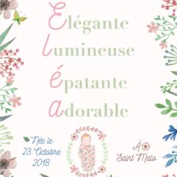 Baby Bedroom Poster-Personalized Poster Of Your Baby's First Name-Girl Model-Retro Vintage Theme-Original Birth Gift - thumbnail 2