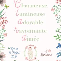 Baby Bedroom Poster-Personalized Poster Of Your Baby's First Name-Girl Model-Retro Vintage Theme-Original Birth Gift - thumbnail 3