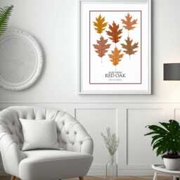 Northern Red Oak Leaf Print Botanical Wall Art - Digital Download - thumbnail 2