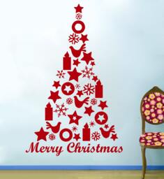 Wall Decals Merry Christmas Tree Star Decorations Candles Decal Vinyl Sticker Art Bedroom Home Decor Murals Ms734 - thumbnail 1
