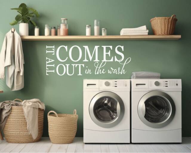 It All Comes Out in The Wash Laundry Wall Sticker, Room Decal, Decor, Stickers, Sticker - image 1