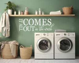 It All Comes Out in The Wash Laundry Wall Sticker, Room Decal, Decor, Stickers, Sticker - thumbnail 1