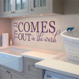 It All Comes Out in The Wash Laundry Wall Sticker, Room Decal, Decor, Stickers, Sticker - thumbnail 3