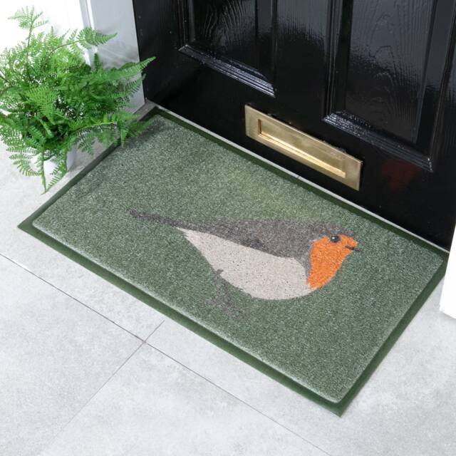 Robin Doormat - Birds Welcome Mat Beautiful Gift Bird Front Door Decor Housewarming Gift Art 100% Recycled PVC - image 1