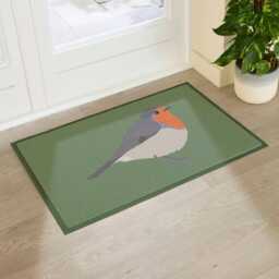 Robin Doormat - Birds Welcome Mat Beautiful Gift Bird Front Door Decor Housewarming Gift Art 100% Recycled PVC - thumbnail 2