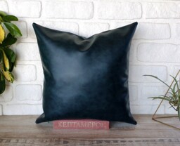 Oscar Teal Faux Leather Pillow Cover/Scandinavian Home Decor/Housewarming Gift-1Qty