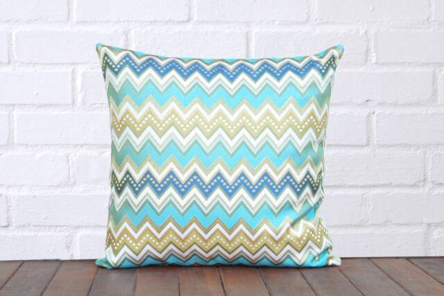Green & Blue Zig Zag Pillow - image 1