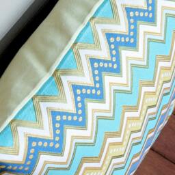 Green & Blue Zig Zag Pillow - thumbnail 2