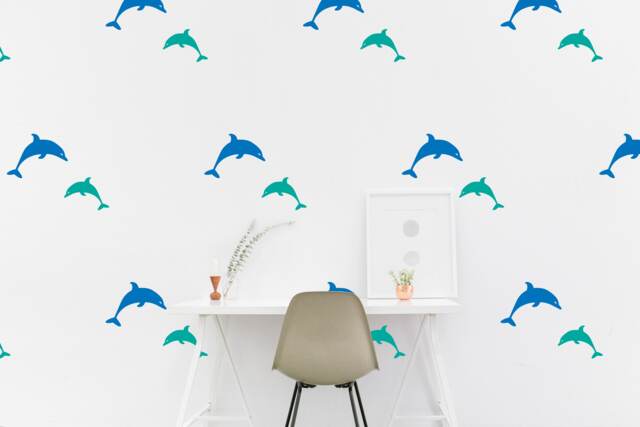 Dolphins Wall Decal Pattern Dolphin Nautical Sea Sticker Kids Room Wall Nursery Bedroom Wallpaper Vinyl Decals Home Decor Stickers - image 1