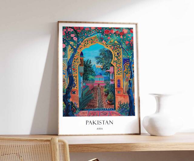 Pakistan Poster, Islamic Decor, Art, Middle Eastern Gift, Travel Muslim Arabic Decor - image 1