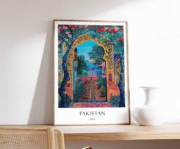 Pakistan Poster, Islamic Decor, Art, Middle Eastern Gift, Travel Muslim Arabic Decor - thumbnail 1