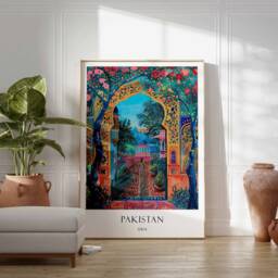 Pakistan Poster, Islamic Decor, Art, Middle Eastern Gift, Travel Muslim Arabic Decor - thumbnail 2