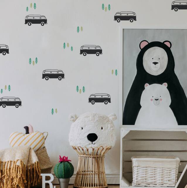 Vanlife Camping Wall Decals // Bus For Kids Room/Boys Decor Nursery Decal - image 1