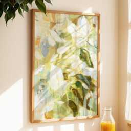 Botanical Abstract Wall Art Modern Floral Neutral Flower Decor Large Room Framed Green Leaf Nature Boho Poster Print - thumbnail 2